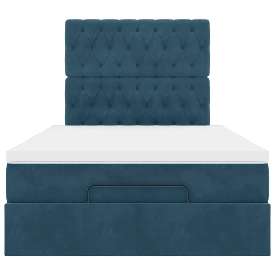 Cadre de lit ottoman avec matelas bleu foncé 120x190 cm velours - 7