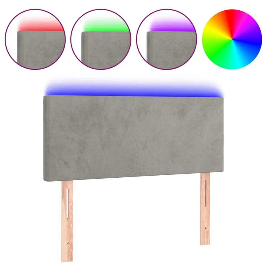 Tête de lit à LED Gris clair 90x5x78/88 cm Velours - 2