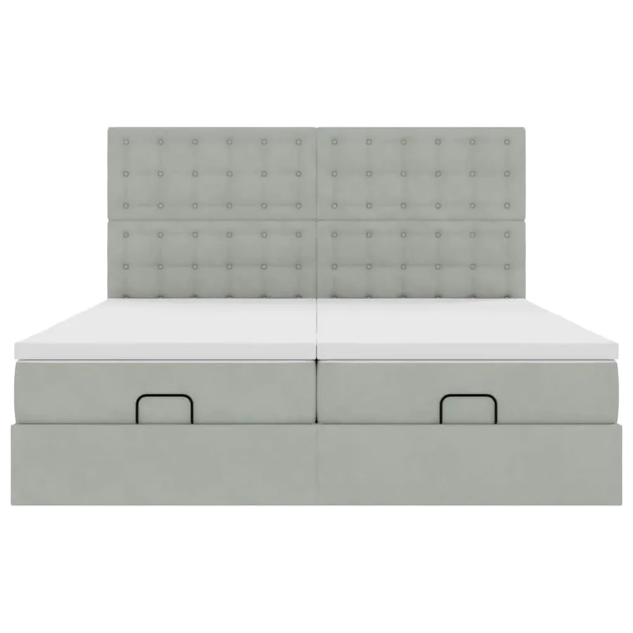 Cadre de lit ottoman et matelas gris clair 180x200cm velours - 7