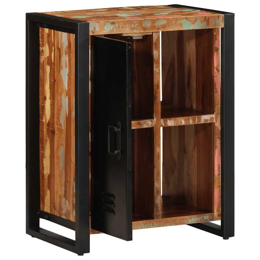 Buffet multicolore 55x35x70 cm bois massif récupération - 5