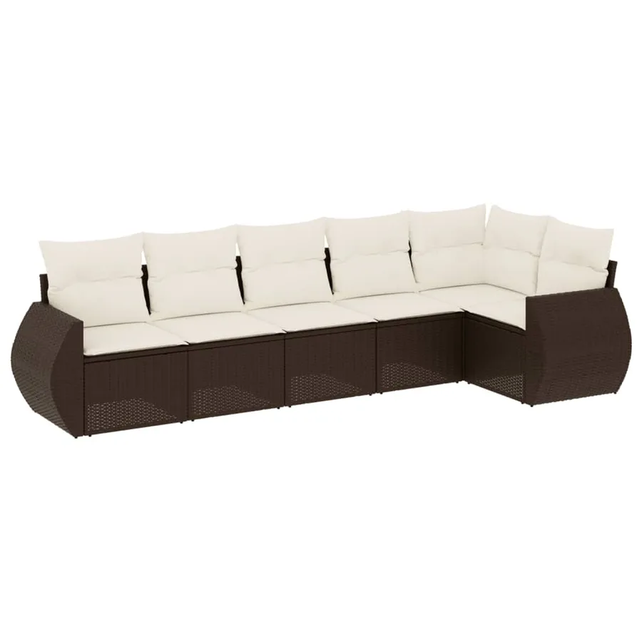 Salon de jardin avec coussins 6 pcs marron résine tressée - 2