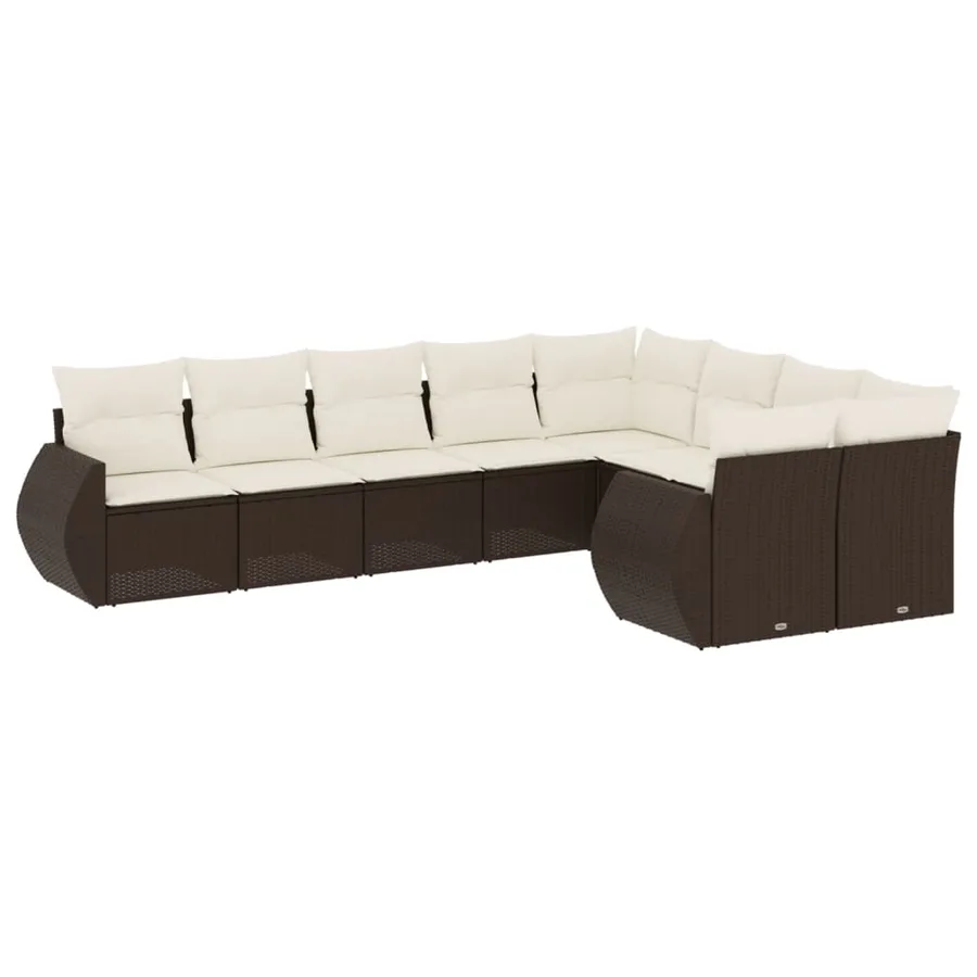 Salon de jardin avec coussins 9 pcs marron résine tressée - 2