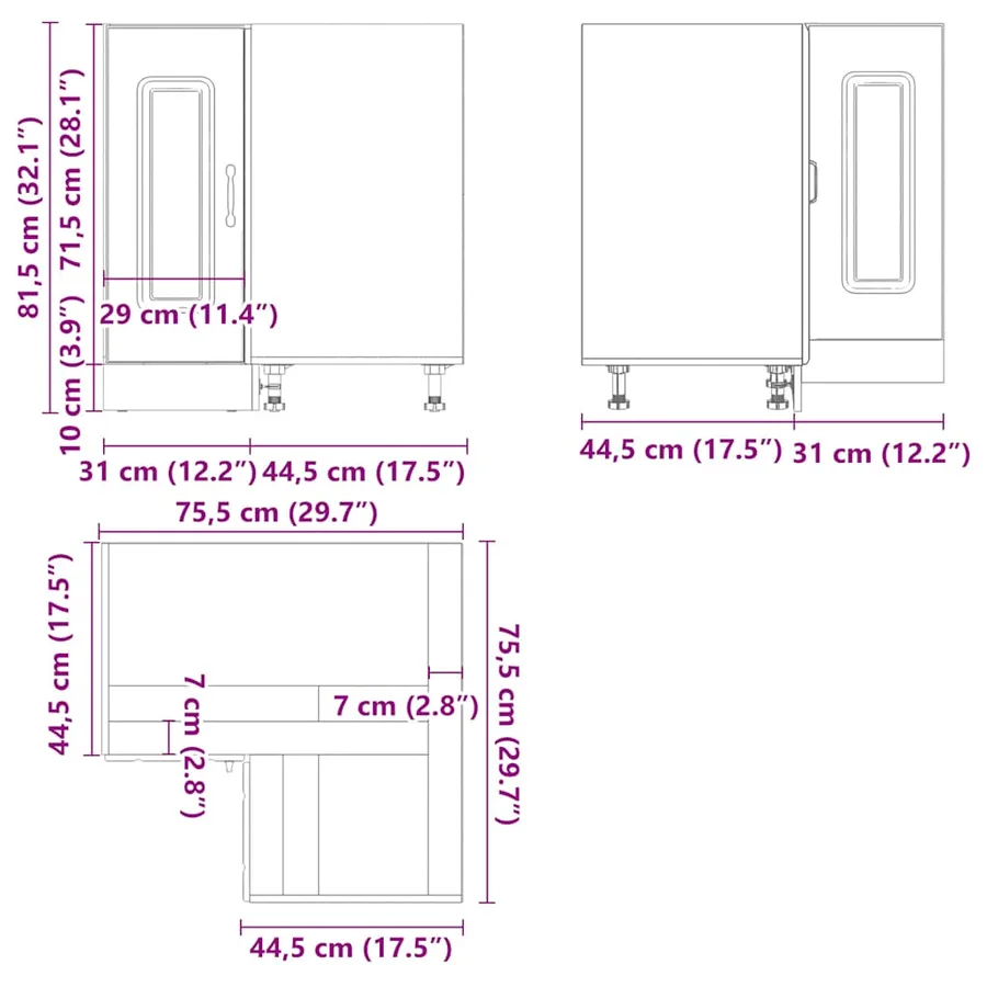Armoire d'angle de cuisine Kalmar blanc brillant - 12