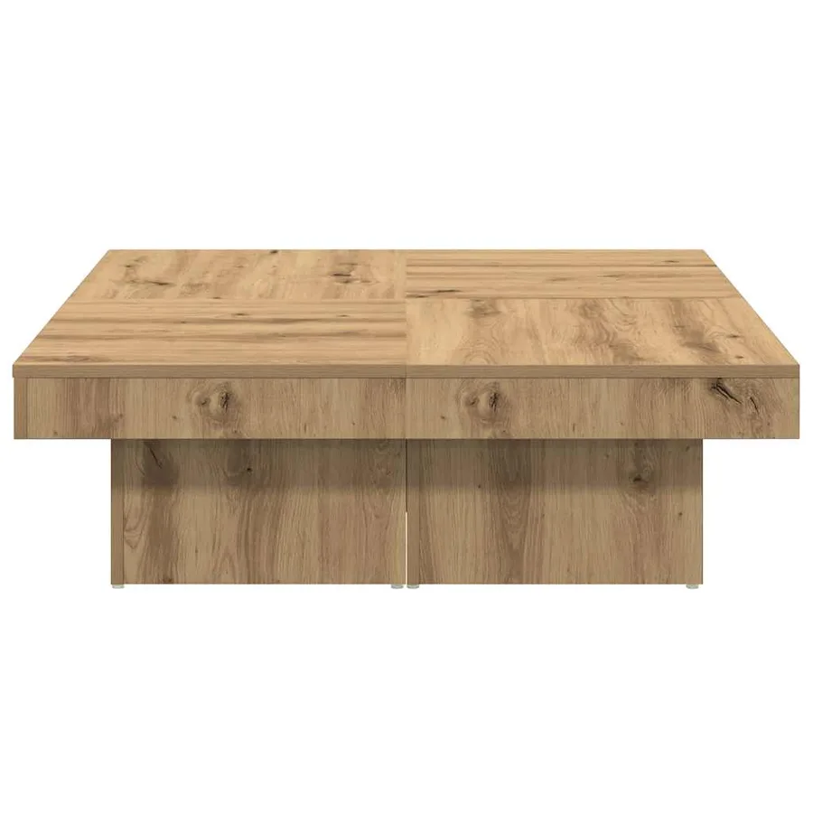 Table basse chêne artisanal 90x90x28 cm bois d'ingénierie - 5