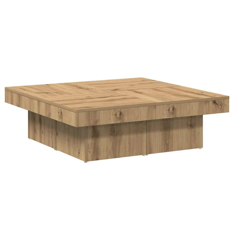 Table basse chêne artisanal 90x90x28 cm bois d'ingénierie - 6