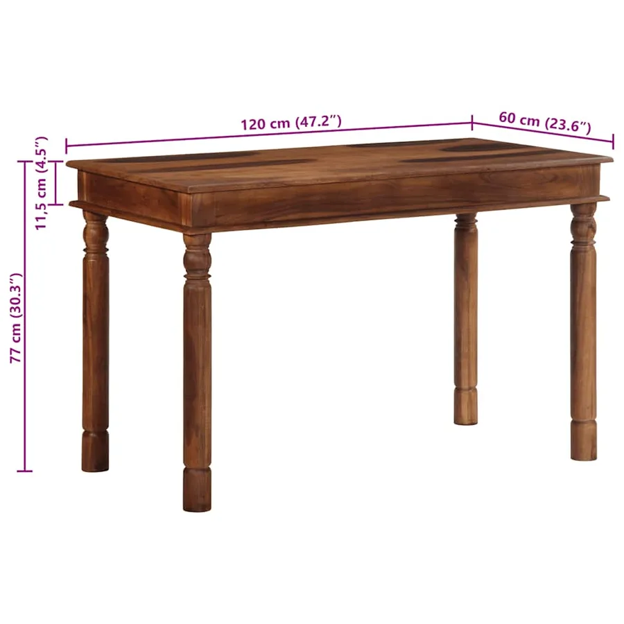 Table à manger 120x60x77 cm bois massif d'acacia - 10
