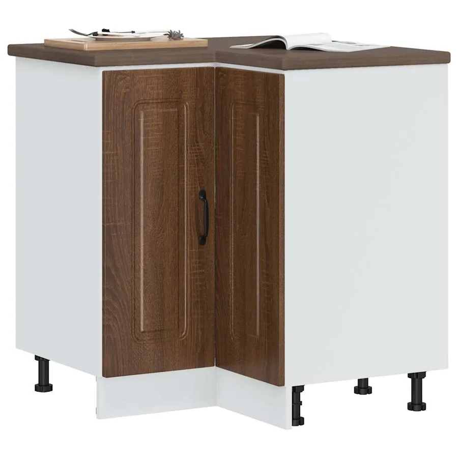 Armoire d'angle de cuisine Kalmar chêne marron bois ingénierie