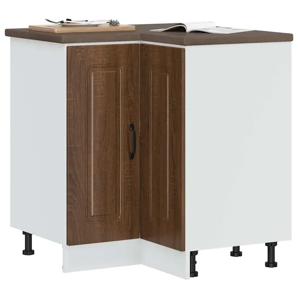 Armoire d'angle de cuisine Kalmar chêne marron bois ingénierie