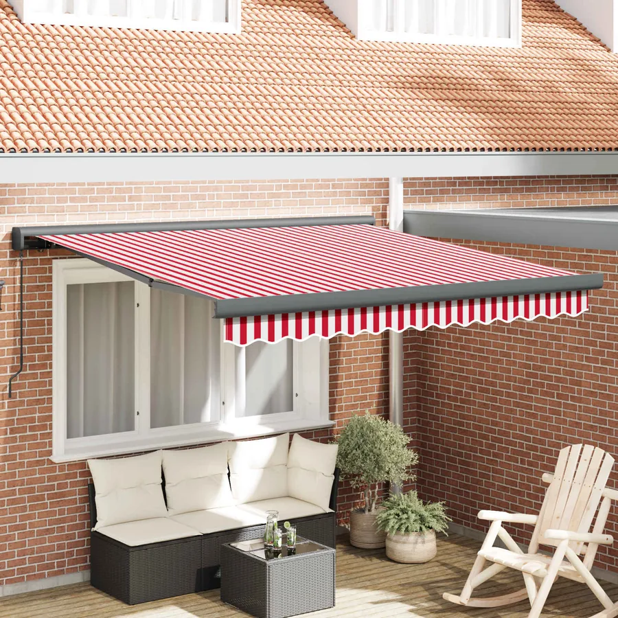 Auvent rétractable Rouge et Blanc 350 x 250 cm