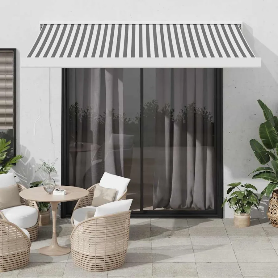 Auvent rétractable anthracite et blanc 3,5x2,5m tissu/aluminium