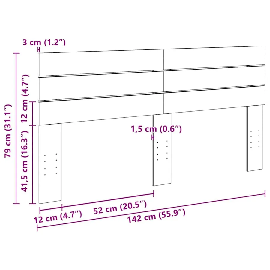 Tête de lit 140 cm en bois massif de chêne - 9