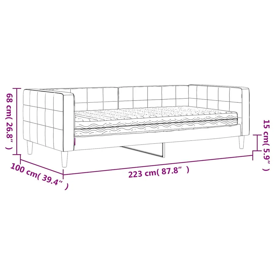 Lit de jour avec matelas gris foncé 90x200 cm velours - 12