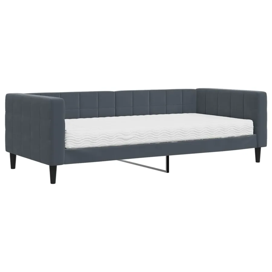 Lit de jour avec matelas gris foncé 90x200 cm velours - 2