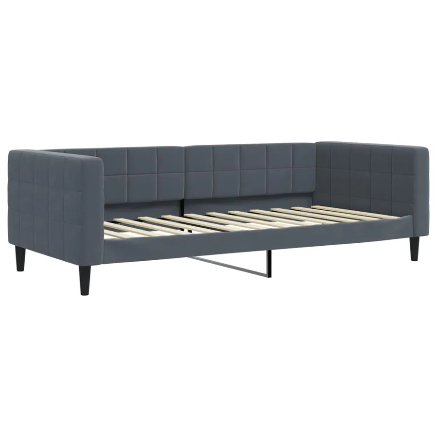 Lit de jour avec matelas gris foncé 90x200 cm velours - 3
