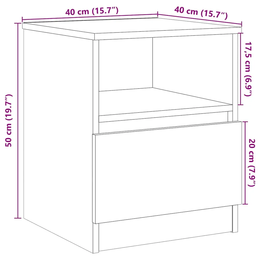 Table de chevet 2 pcs vieux bois 40x40x50 cm bois d’ingénierie - 11