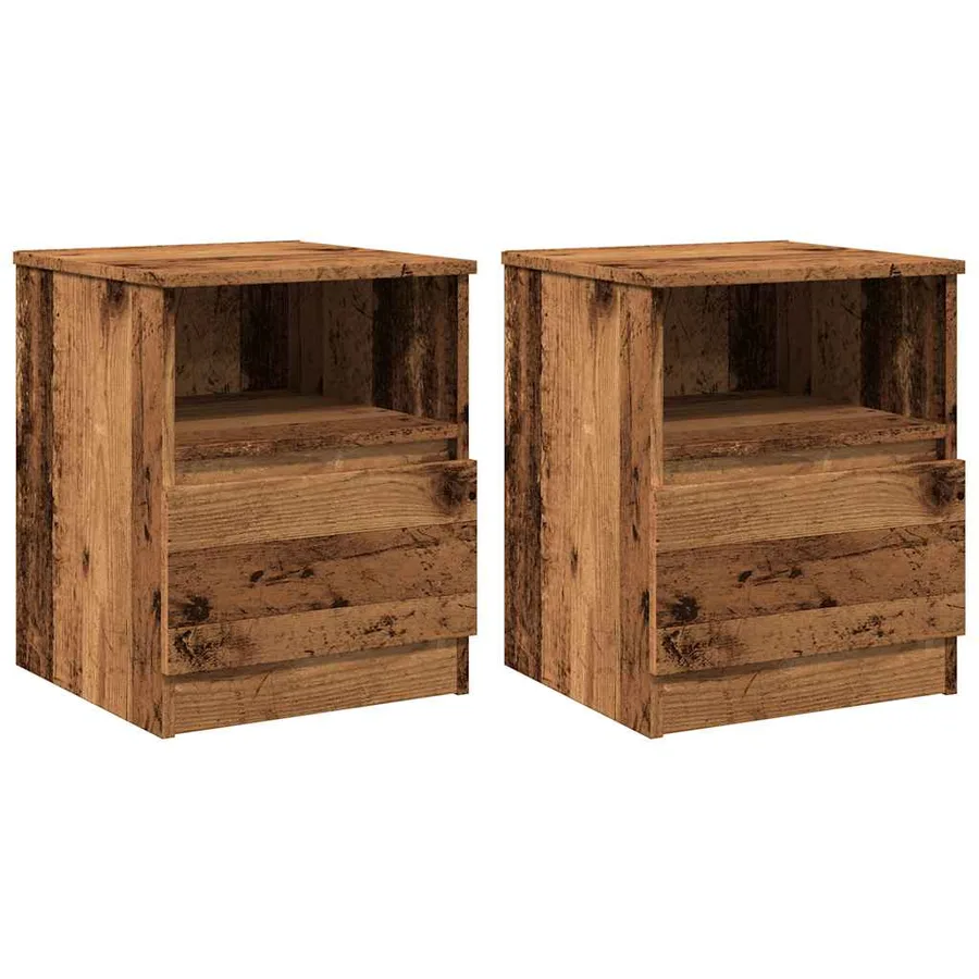 Table de chevet 2 pcs vieux bois 40x40x50 cm bois d’ingénierie - 2