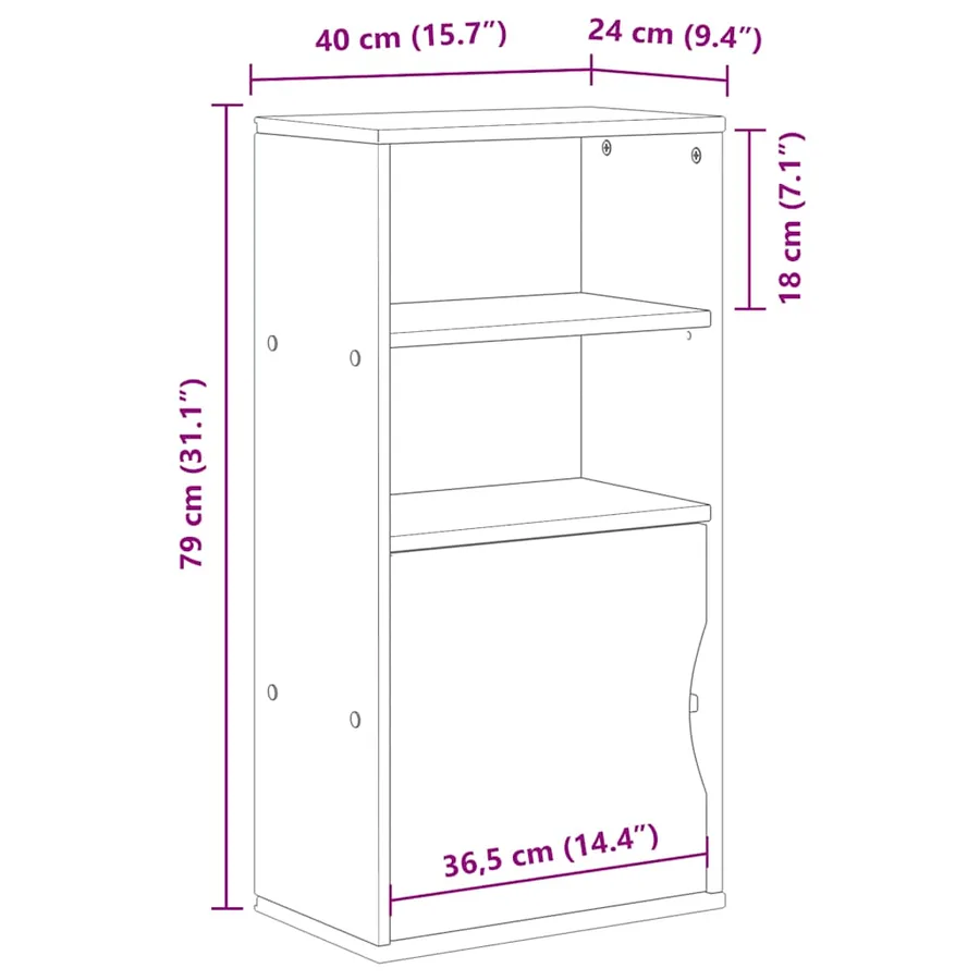 Armoire latérale ODDA blanc 40x24x79 cm bois massif pin - 10