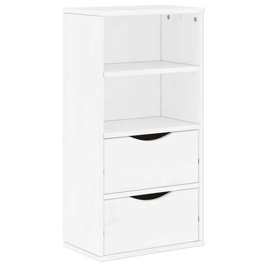 Armoire latérale tiroirs ODDA blanc 40x24x79 cm bois massif pin - 2