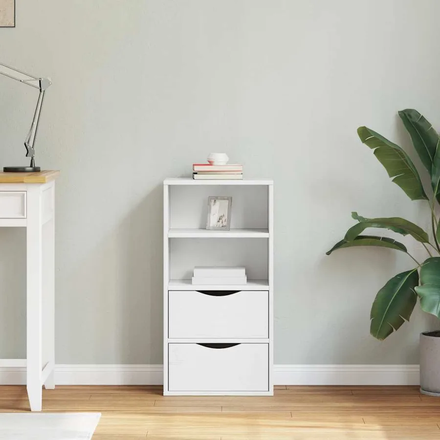 Armoire latérale tiroirs ODDA blanc 40x24x79 cm bois massif pin - 3