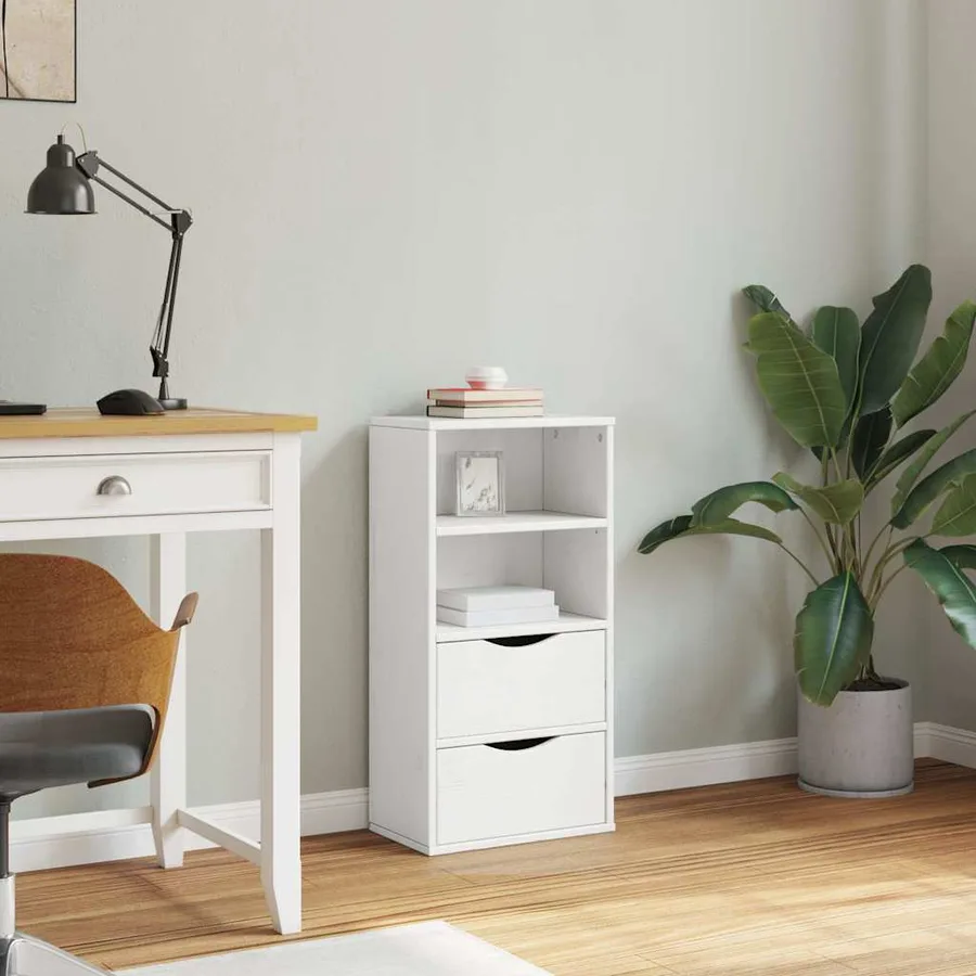 Armoire latérale tiroirs ODDA blanc 40x24x79 cm bois massif pin - 4