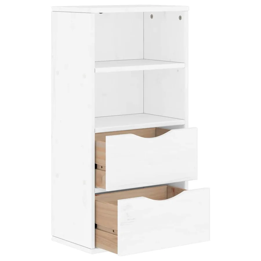 Armoire latérale tiroirs ODDA blanc 40x24x79 cm bois massif pin - 5