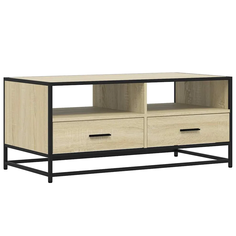 Table basse chêne sonoma 100x50x45cm bois d'ingénierie et métal - 2