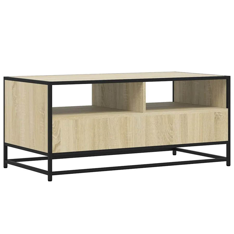Table basse chêne sonoma 100x50x45cm bois d'ingénierie et métal - 7