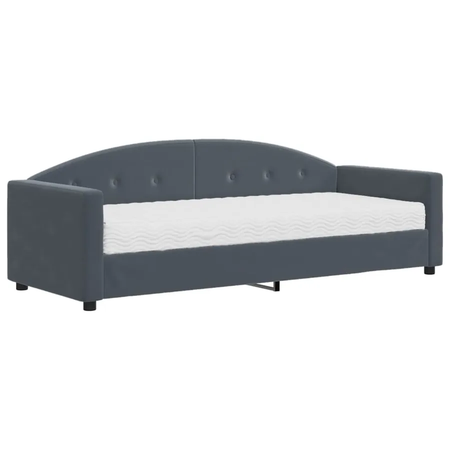 Lit de jour avec matelas gris foncé 80x200 cm velours - 2