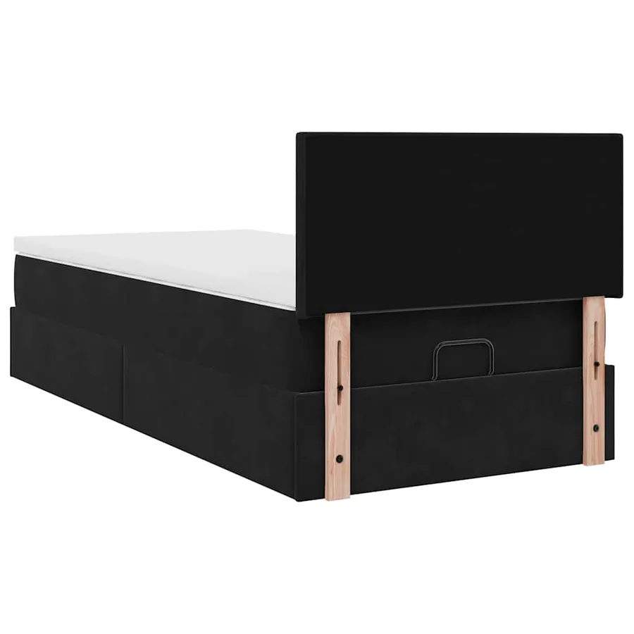 Lit ottoman avec matelas et LED noir 80x200cm velours - 12