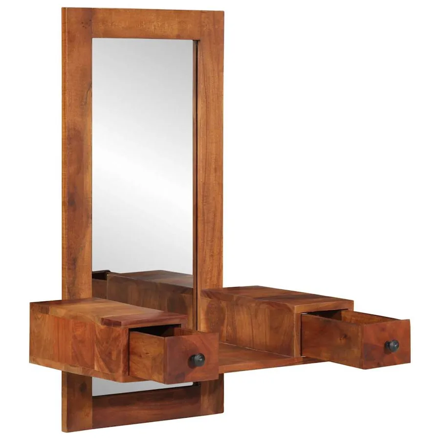 Miroir mural avec tiroirs 60x33x90 cm bois massif d'acacia - 2