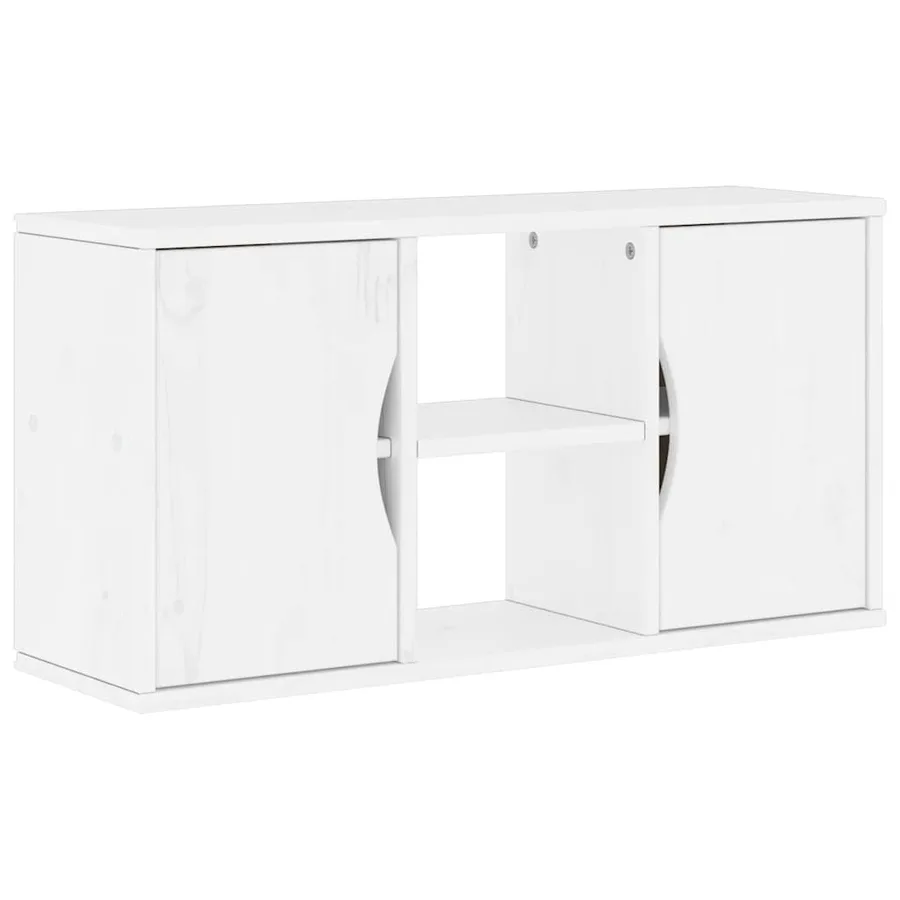 Meuble TV ODDA blanc 79x24x40 cm bois massif pin - 2