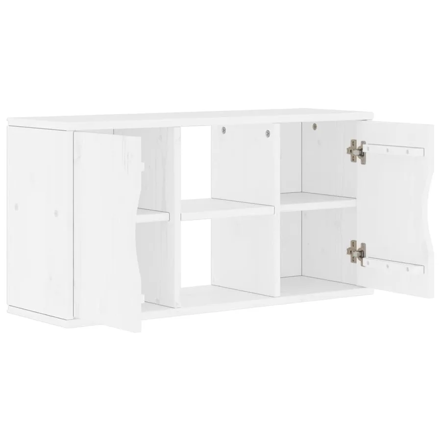 Meuble TV ODDA blanc 79x24x40 cm bois massif pin - 5