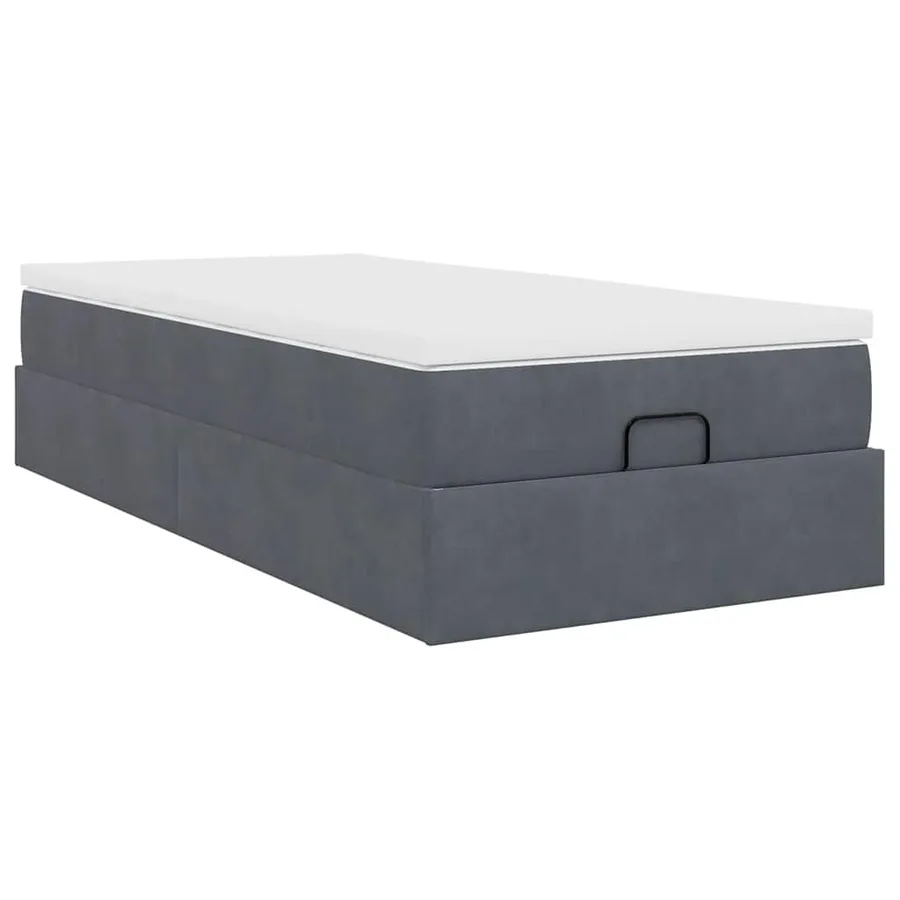 Cadre de lit ottoman avec matelas gris foncé 80x200 cm velours - 10