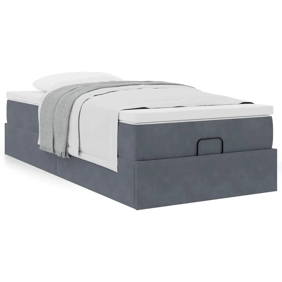 Cadre de lit ottoman avec matelas gris foncé 80x200 cm velours - 4