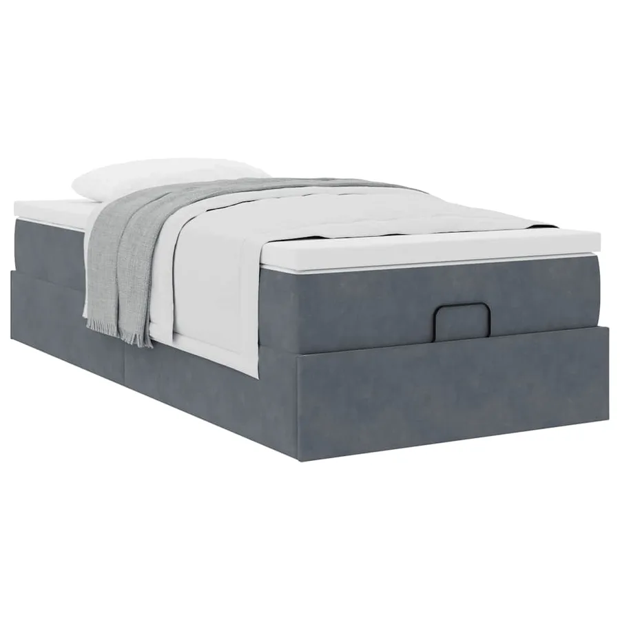 Cadre de lit ottoman avec matelas gris foncé 80x200 cm velours - 5