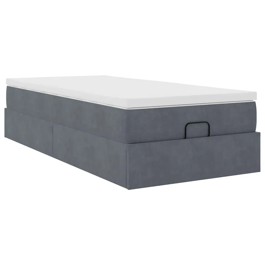 Cadre de lit ottoman avec matelas gris foncé 80x200 cm velours - 6