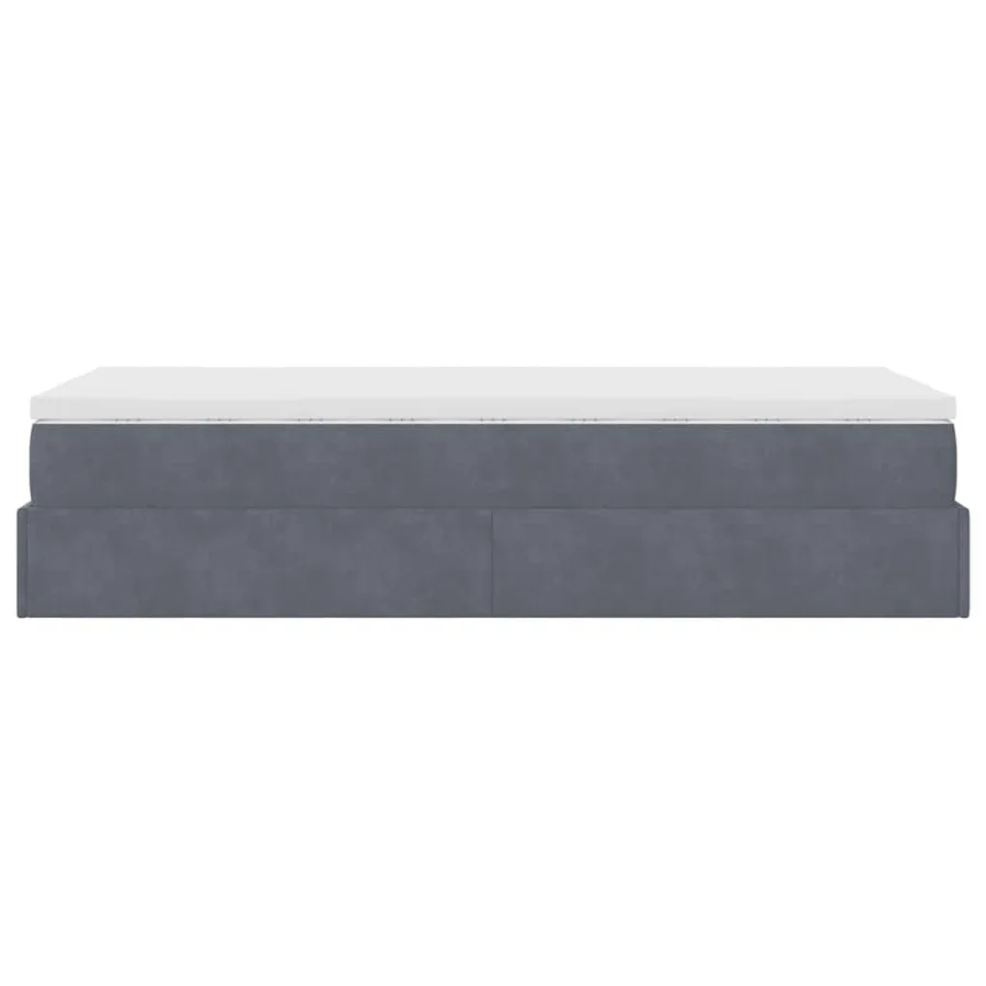 Cadre de lit ottoman avec matelas gris foncé 80x200 cm velours - 9