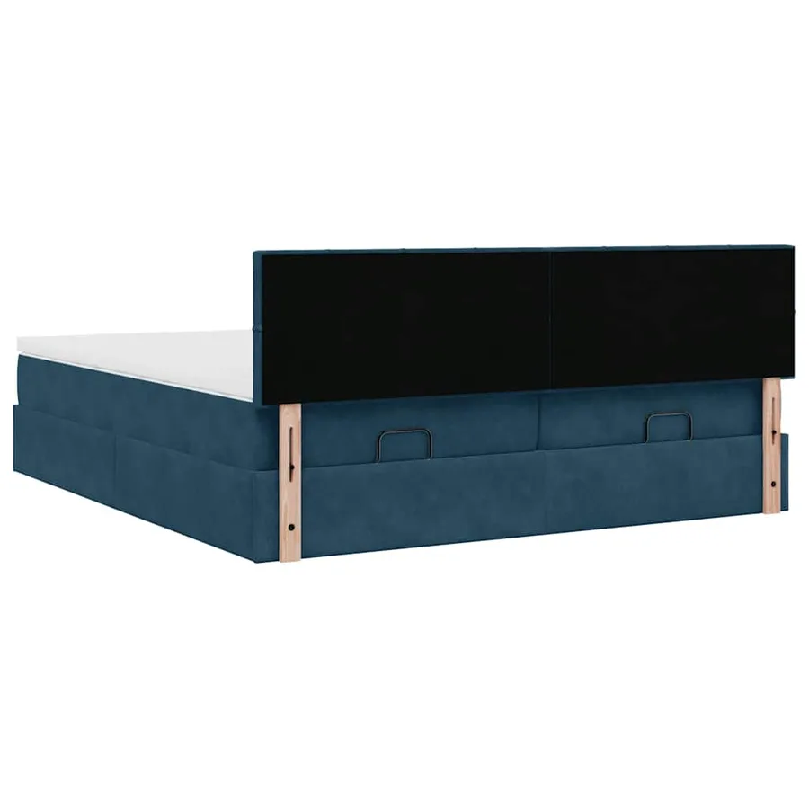 Cadre de lit ottoman avec matelas bleu foncé 160x200 cm velours - 11