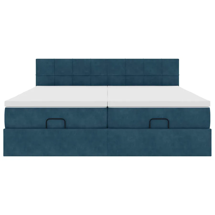Cadre de lit ottoman avec matelas bleu foncé 160x200 cm velours - 7