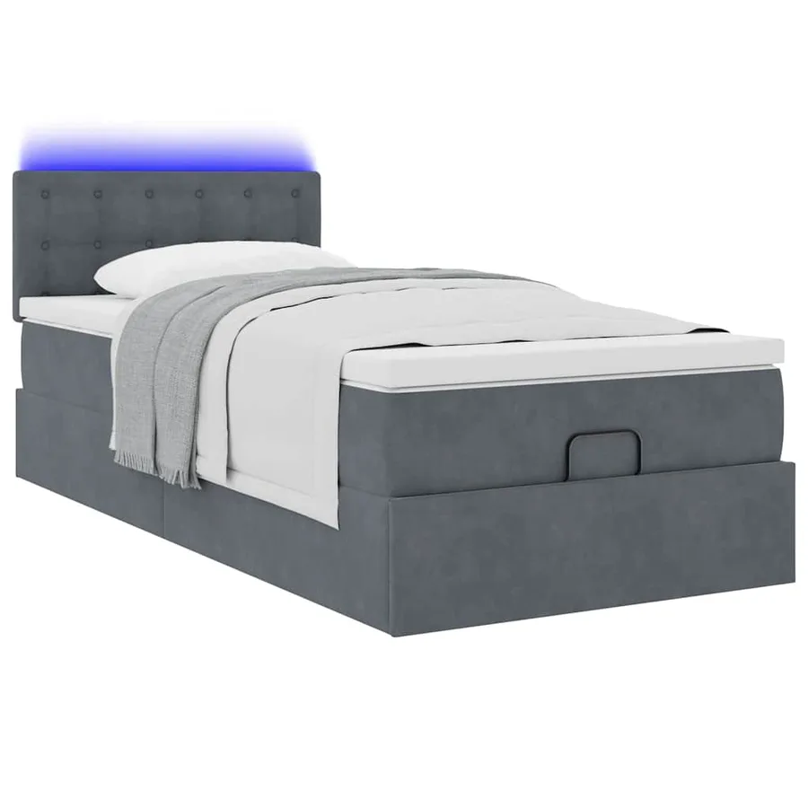 Cadre de lit ottoman avec matelas gris foncé 80x200 cm velours - 5