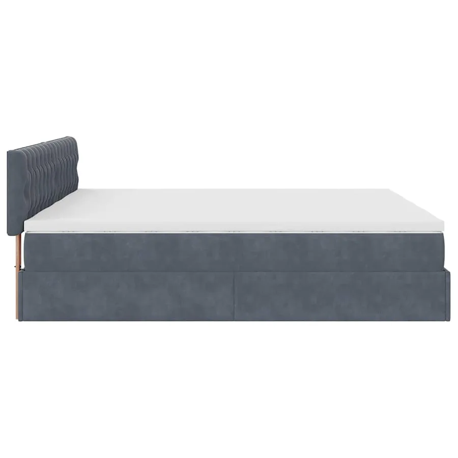 Cadre de lit ottoman avec matelas gris foncé 160x200cm velours - 10