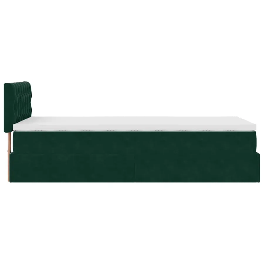 Lit ottoman avec matelas et LED Vert foncé 80x200cm velours - 11
