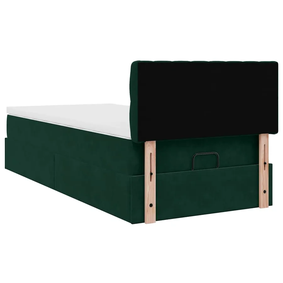 Lit ottoman avec matelas et LED Vert foncé 80x200cm velours - 12