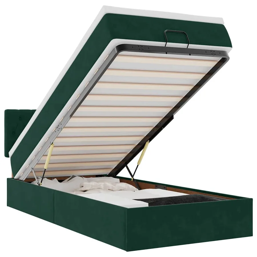 Lit ottoman avec matelas et LED Vert foncé 80x200cm velours - 2