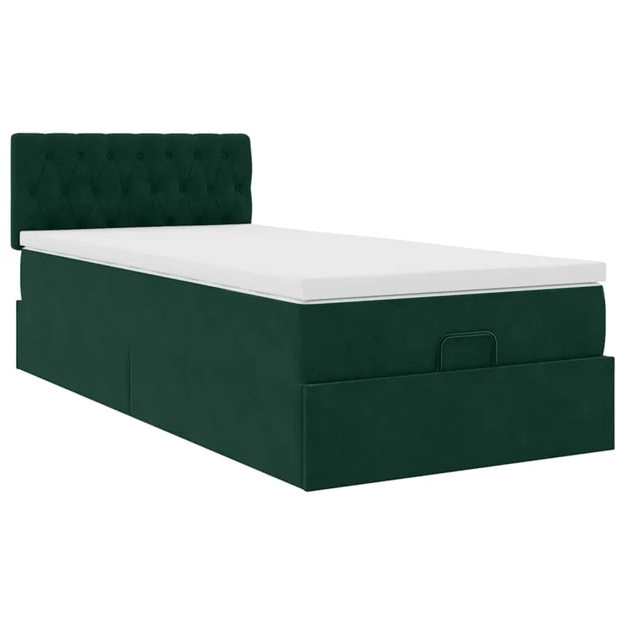 Lit ottoman avec matelas et LED Vert foncé 80x200cm velours - 7