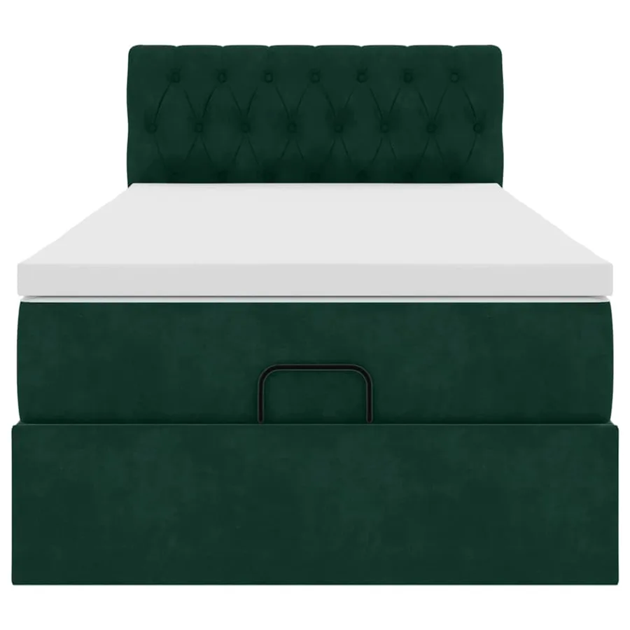Lit ottoman avec matelas et LED Vert foncé 80x200cm velours - 8