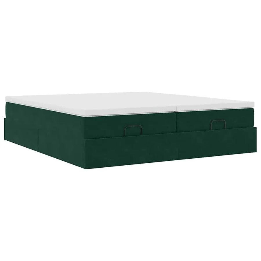 Cadre de lit ottoman avec matelas vert foncé 160x200 cm velours - 5