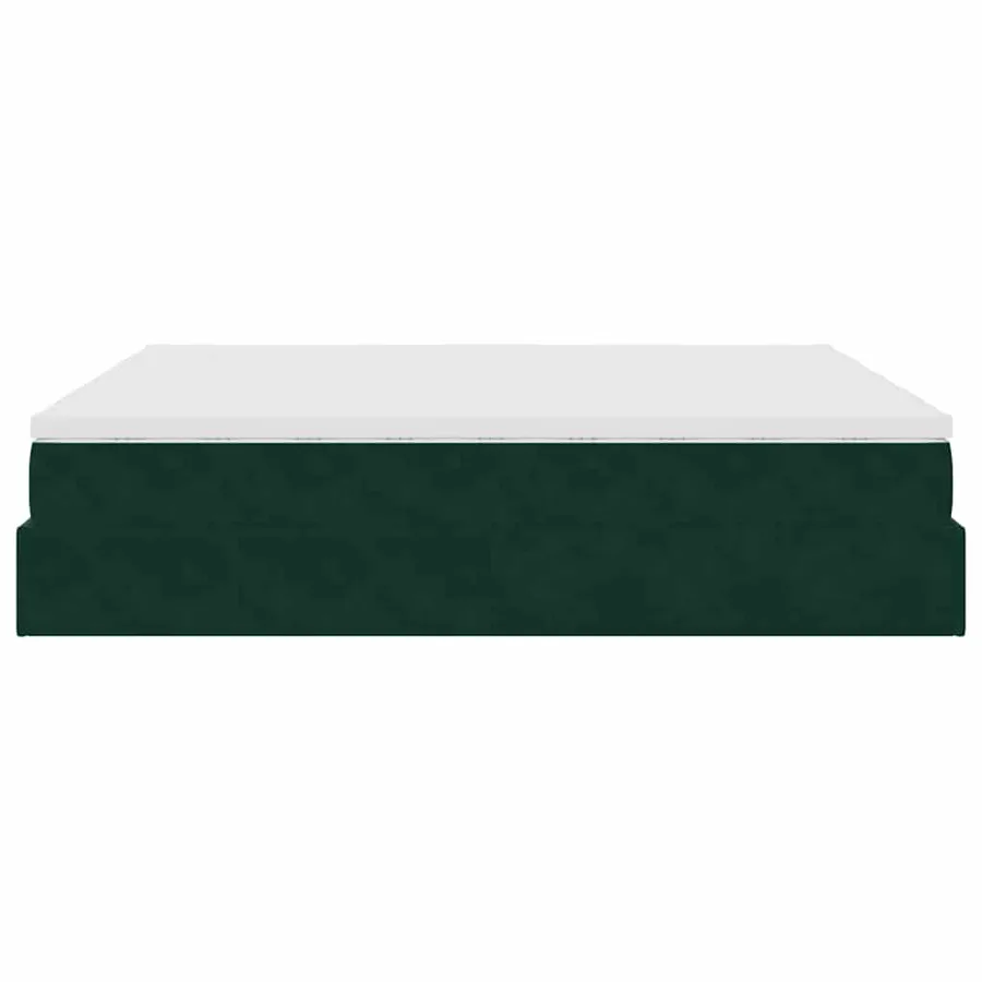 Cadre de lit ottoman avec matelas vert foncé 160x200 cm velours - 8