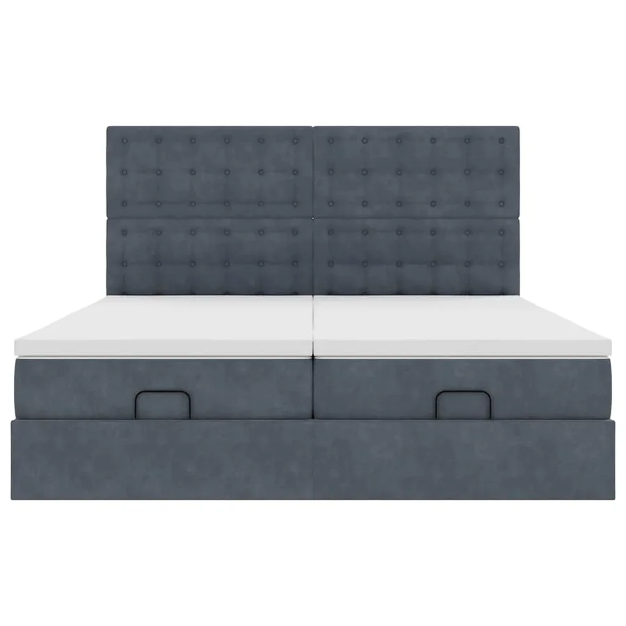 Cadre de lit ottoman avec matelas gris foncé 160x200cm velours - 8