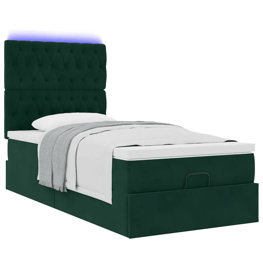 Cadre de lit ottoman avec matelas vert foncé 80x200 cm velours - 6